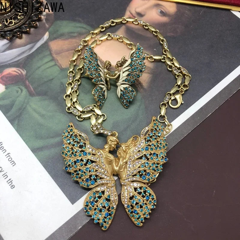 NISHIZAWA Buterfly Earrings for Women Diamonds Palace Style Vintage Jewelry Fashion Luxury Exquisite Elegant Pendientes Mujer