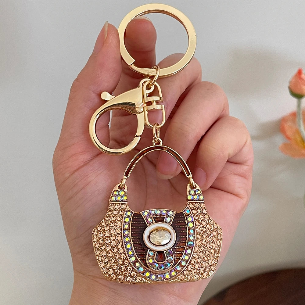 Luxury Women's Rhinestone Bag Key Ring Handbag Pendant Car KeyChain Souvenir 2024