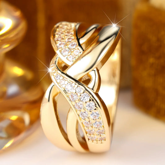 Small Geometric Charm Female White Trendy Zircon Stone Ring Vintage Gold Color Wedding Jewelry For Women