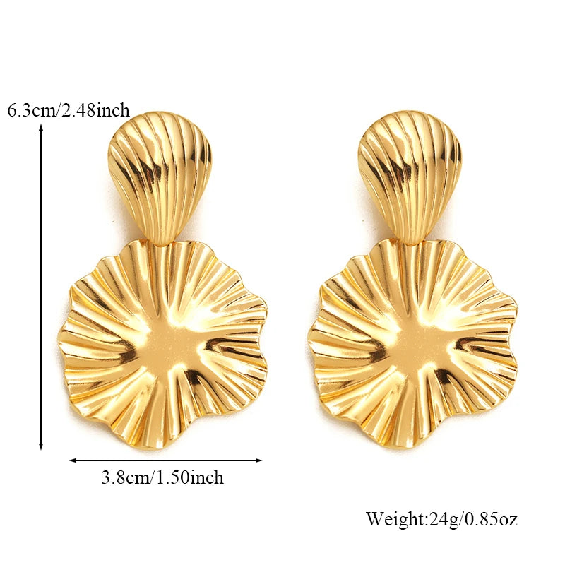 EILIECK 316L Stainless Steel Geometric Loops Dangle Earrings For Women New 18K Gold PVD Plated Ear Stud Water-resistant Jewelry
