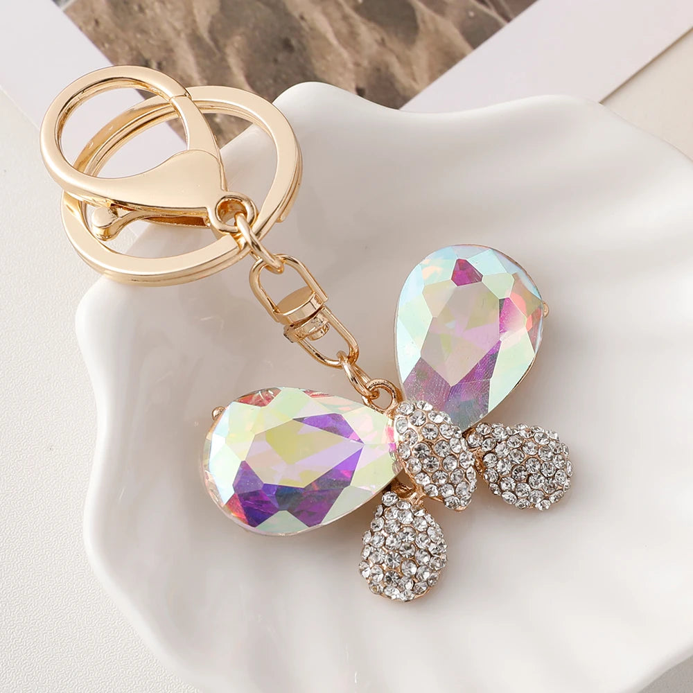 EASYA 2024 New Butterfly Keychain Collection Rhinestone Crystal Inlaid Car Pendant Handicrafts