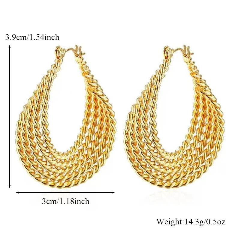 EILIECK 316L Stainless Steel Geometric Loops Dangle Earrings For Women New 18K Gold PVD Plated Ear Stud Water-resistant Jewelry