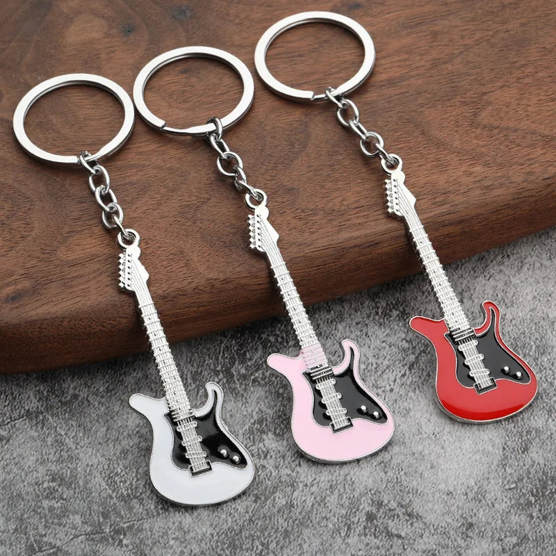 2024 New Guitar Keychain Band Concert Music Festival Souvenir Gift Handbag Schoolbag Pendant Bass Key Rings Wholesale