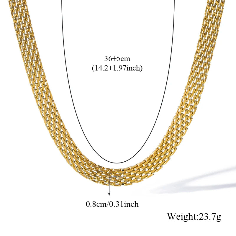 EILIECK 316L Stainless Steel Metal Charm Chain Necklace Statement Jewelry 18K PVD Plated Statement Collar Neck Chain For Women