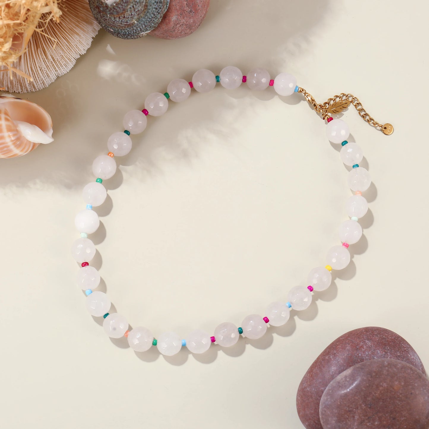 Badu Handmade Colorful Stone Beads Choker Necklace for Women Bohemian Summer Beach Holiday Jewelry Gifts