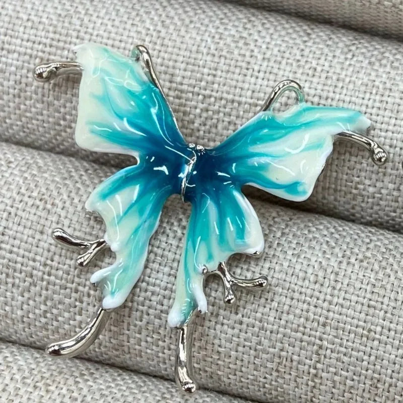 Enamel Butterfly Stud Earrings for Women Mori Girl Style Elegant Versatile Jewelry Fashion Summer Blue Pendientes Mujer