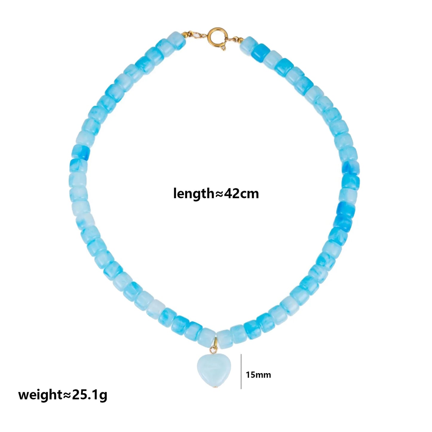 2026 European and American niche heart resin necklace handmade beaded fashion classic barrel bead DIY clavicle chain gift
