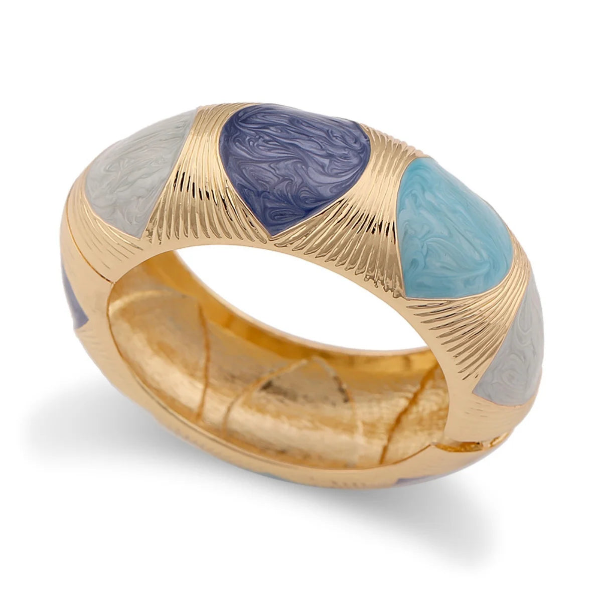 KMVEXO Exaggeration Blue Enamel Geometric Irregular Metal Bangle for Women Girl Summer Beach Vacations Bracelet 2026 NEW