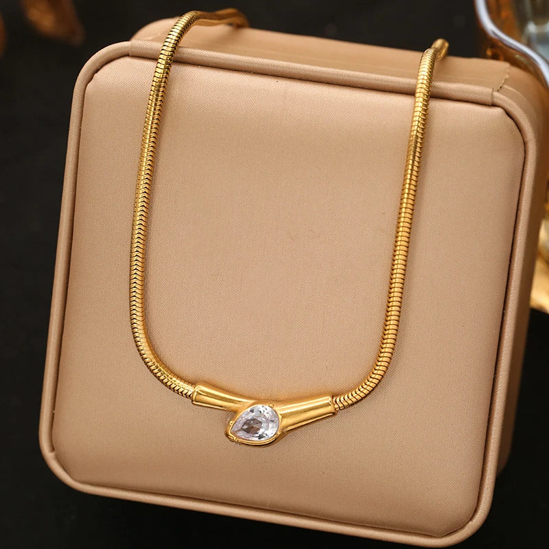 EILIECK 316L Stainless Steel Heart Chokers Necklace For Women New Fashion Collar Neck Chain Waterproof Gold Color Jewelry Gift