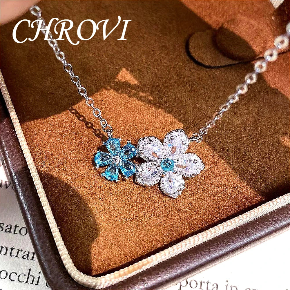 High-grade 925 pure silver flower fresh and three-dimensional elegant multi-purpose lockbone chain jewelry accessory