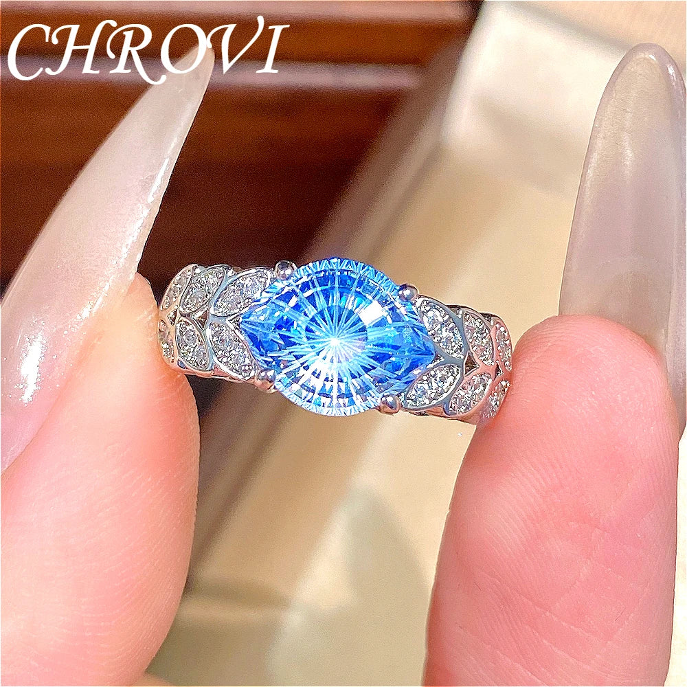 Luxury 925 Sterling Silver New Model Flashing Devil's Eye Ring High-End Fashion Micro-set Wheat-shaped Precious Gemstone Ring