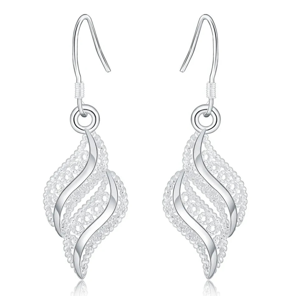 New 925 Sterling Silver charms Flowers leaf Earrings for Women fashion party wedding Jewelry Christmas Gifts vintage earrings