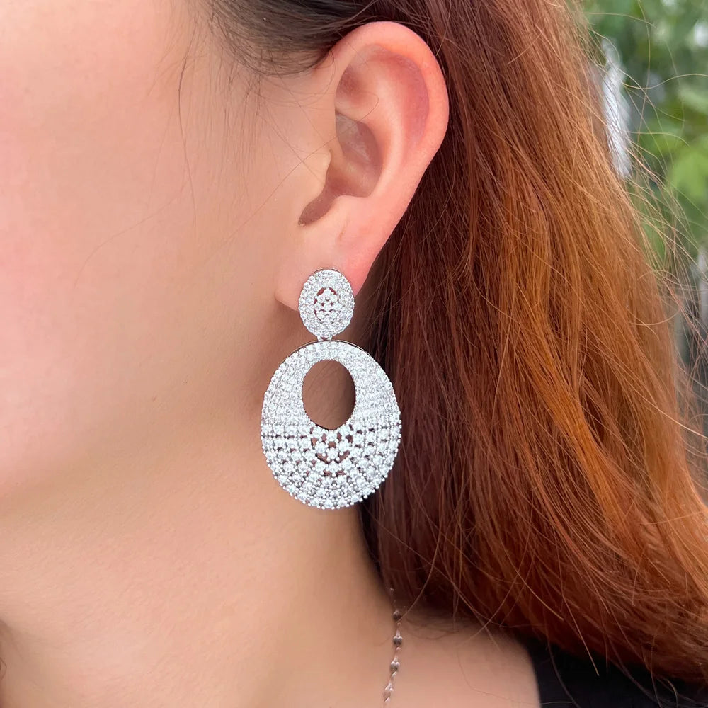 ThreeGraces Gorgeous Shiny White Zirconia Bridal Wedding Elegant Long Big Drop Earrings for Women Fashion Party Jewelry E1135