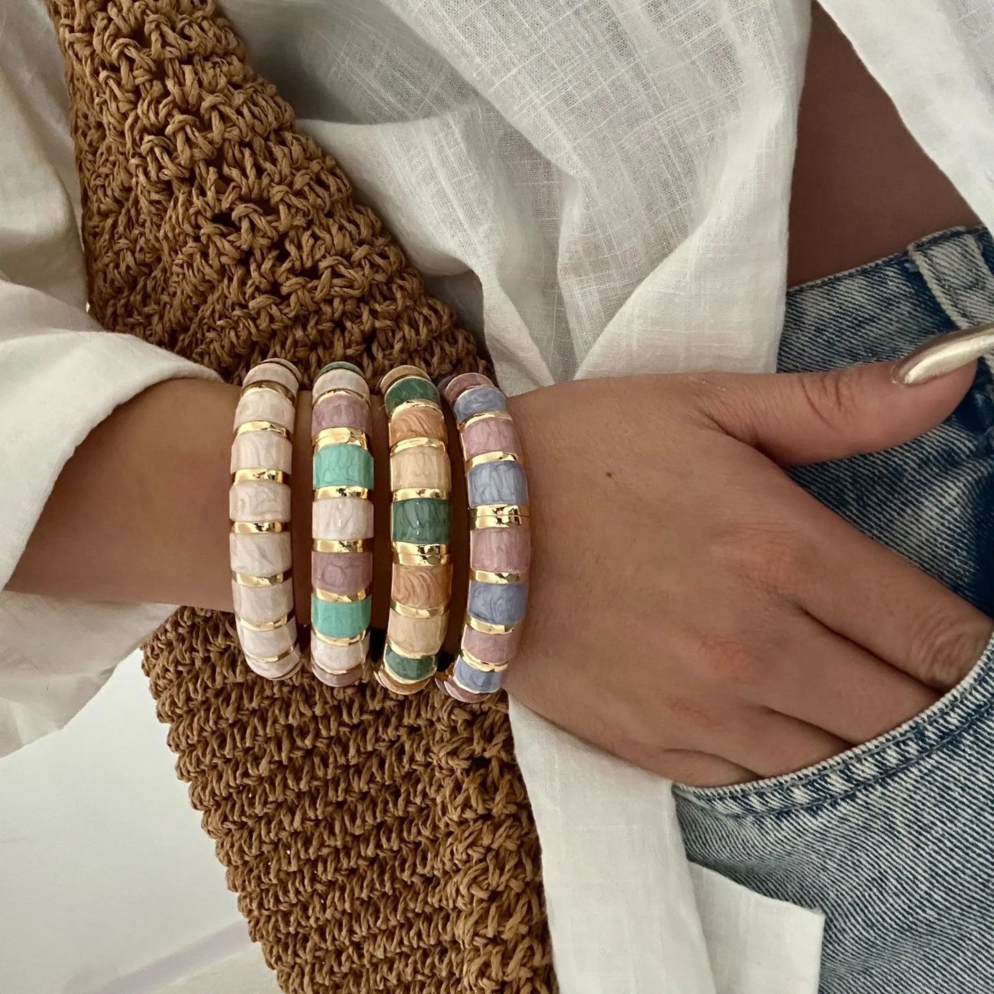 KMVEXO Vintage Imitation Enamel Dripping Oil Irregular Wave Cuff Bangles Punk Exaggerated Geometric Bracelet Women Men Jewelry