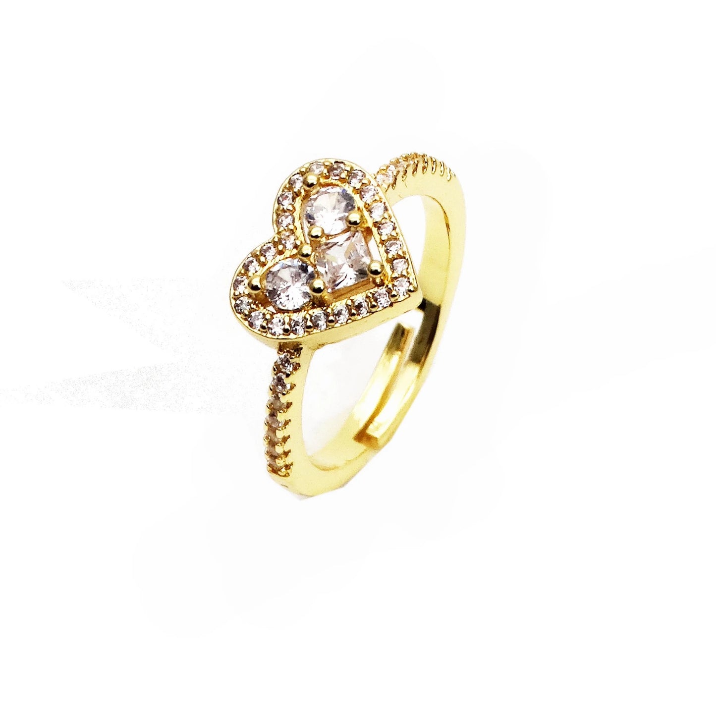 Opening Adjustable Heart Shaped Love Ring Copper Gold Plated Inlay Color plant Flower for women Party Jewelry