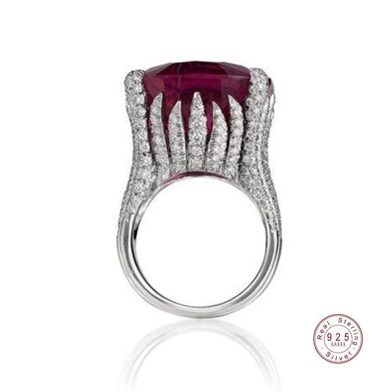 Classic Luxury Real Solid 925 Silver Ring 3Ct AAA+ Zircon Wedding Sterling Jewelry Rings Engagement for Women Girls Xmas Gift