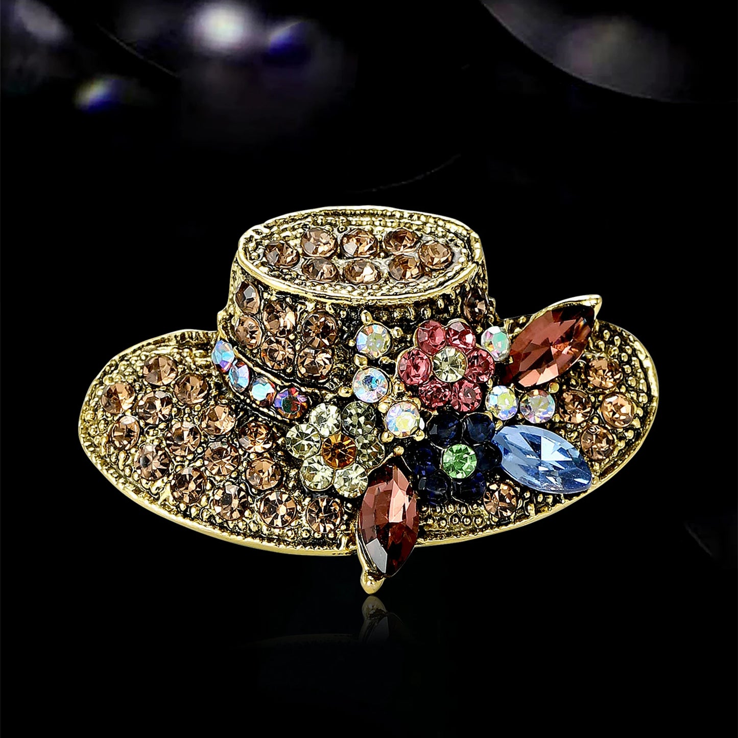 Luxury Rhinestone Sun Hat Brooches for Women Unisex Clothing Pins Necklace Event Party Backpack Fashion New Yea Gifts Decoration