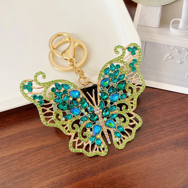EASYA 2024 New Butterfly Keychain Collection Rhinestone Crystal Inlaid Car Pendant Handicrafts