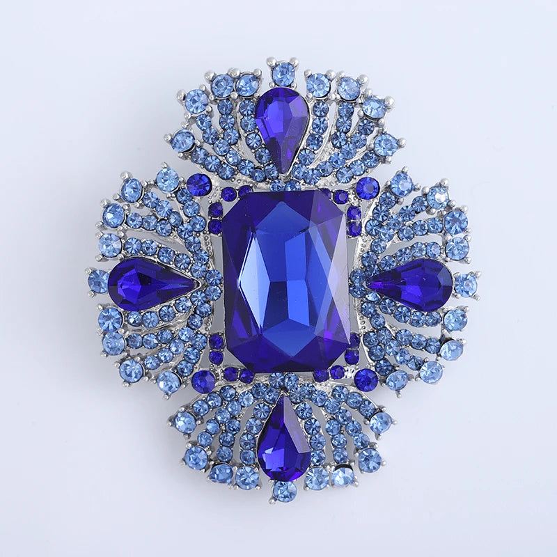 Crystal Large Glass Brooches for Women Unisex Rhinestone Flower Pins Banquet Party Backpack Gifts Jewelry Accessories