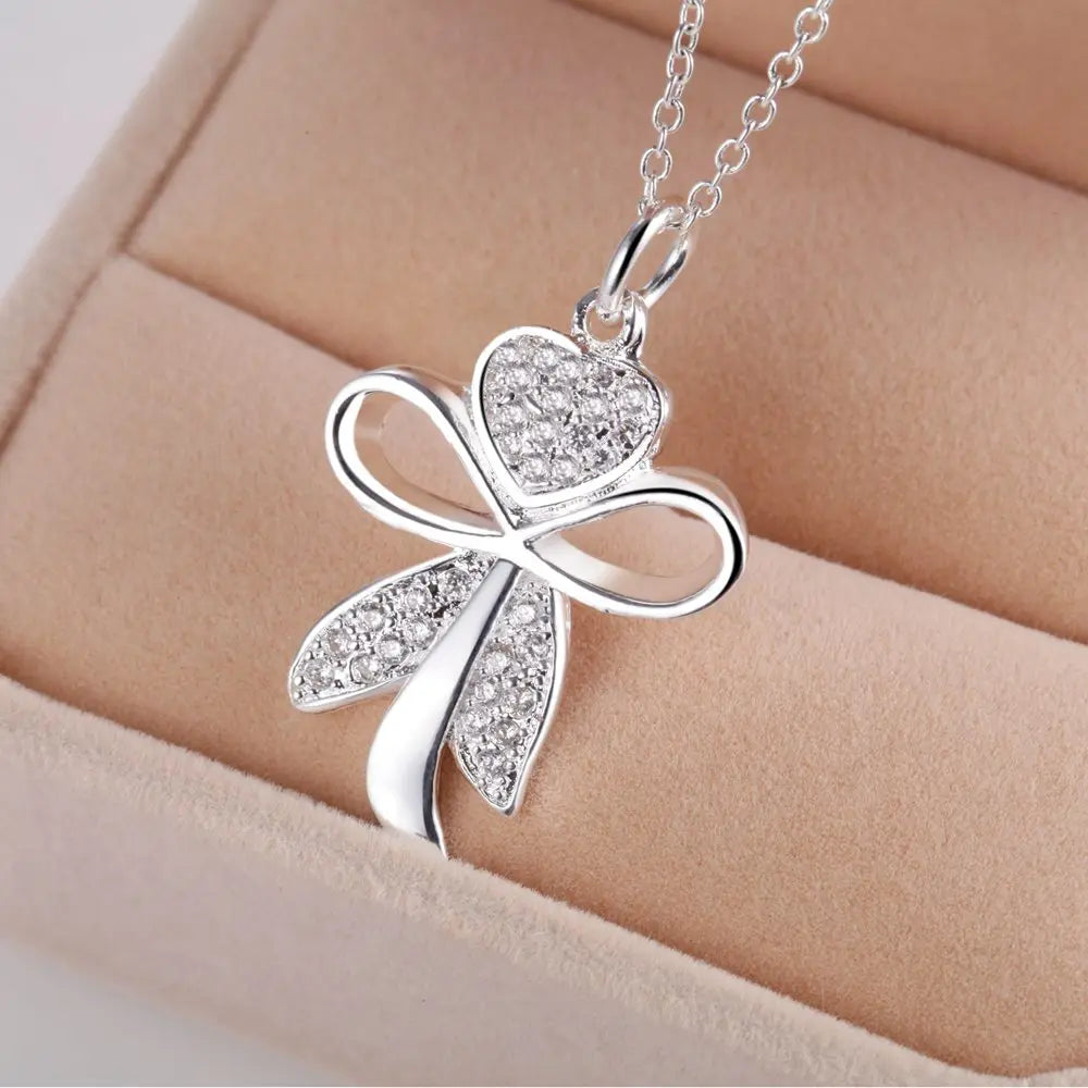 New 925 Sterling Silver Necklace Pendant Chain 5A Zircon For Women Fashion Jewelry Party Wedding Accessories Gifts