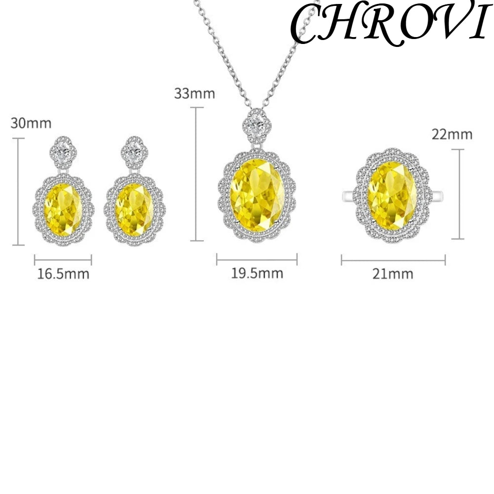 Exquisite 925 sterling silver gemstone pigeon eggshell-shaped gemstone set - popular necklace, earrings, ring for women