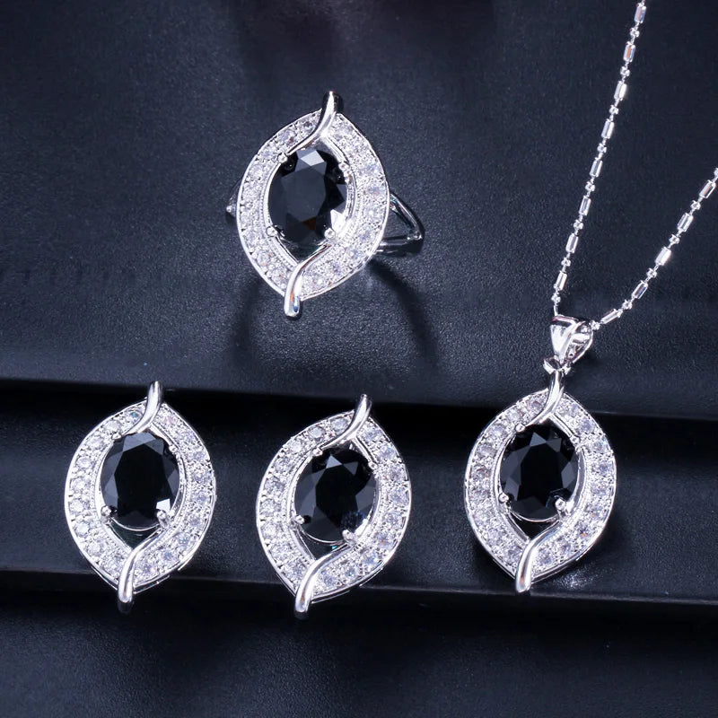 ThreeGraces 3pcs New Trendy Shiny Red Cubic Zirconia Fashion Earrings Necklace Ring Bridal Party Jewelry Set for Women JS707