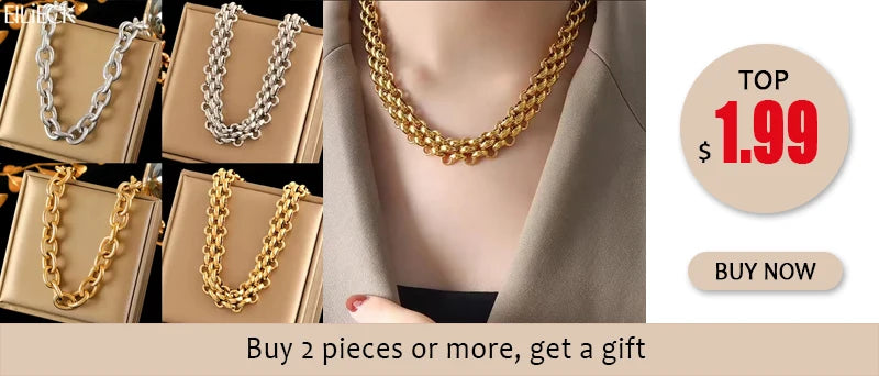 EILIECK 316L Stainless Steel Metal 8mm Chunky Chain Necklace For Women Trendy 18K Gold Plated Neck Chain Waterproof Jewelry Gift