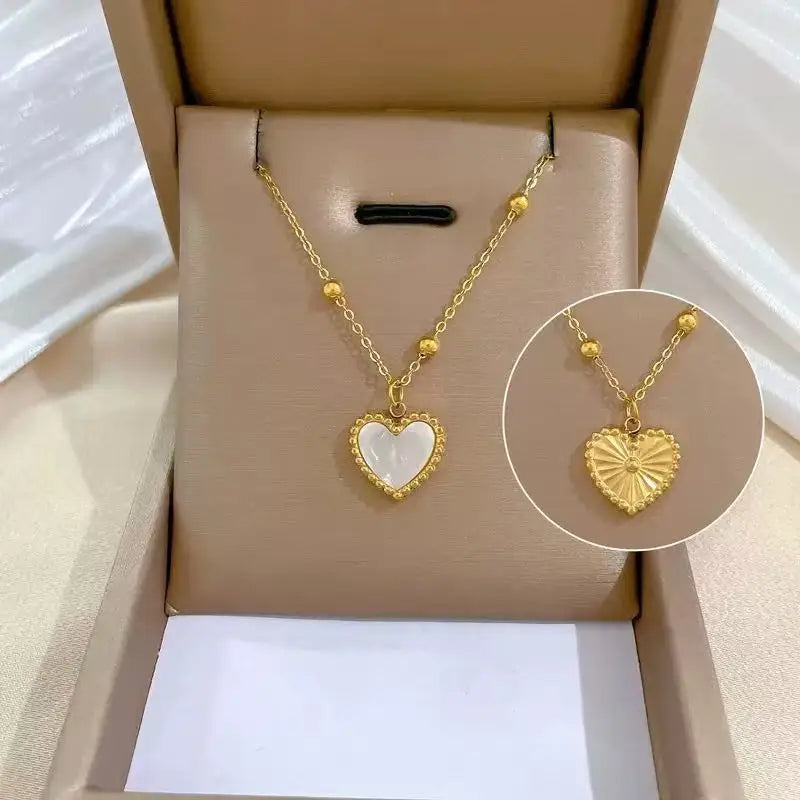 EILIECK 316L Stainless Steel Green Cubic Zircon Flower Pendant Necklace for Women Luxury Temperament Neck Chain Fashion Jewelry