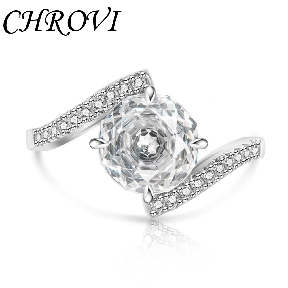 Luxury-Style 925 Sterling Silver Gemstone Rose Cut Ring for Women - Super Sparkling High-Carbon Diamond Finger Ring