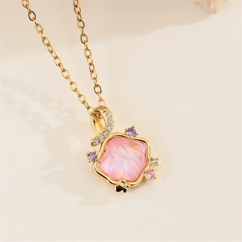 Rainbow Shell Luxury Female Blue Pink Green Zircon 2026 New Trendy Pendant Necklace Gold Silver Color Wedding Jewelry For Women