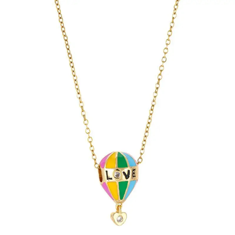 ANENJERY 316L Stainless Steel Drop Oil Balloon Pendant Necklace For Women Men Personality Niche Design Fashion Jewelry Gifts