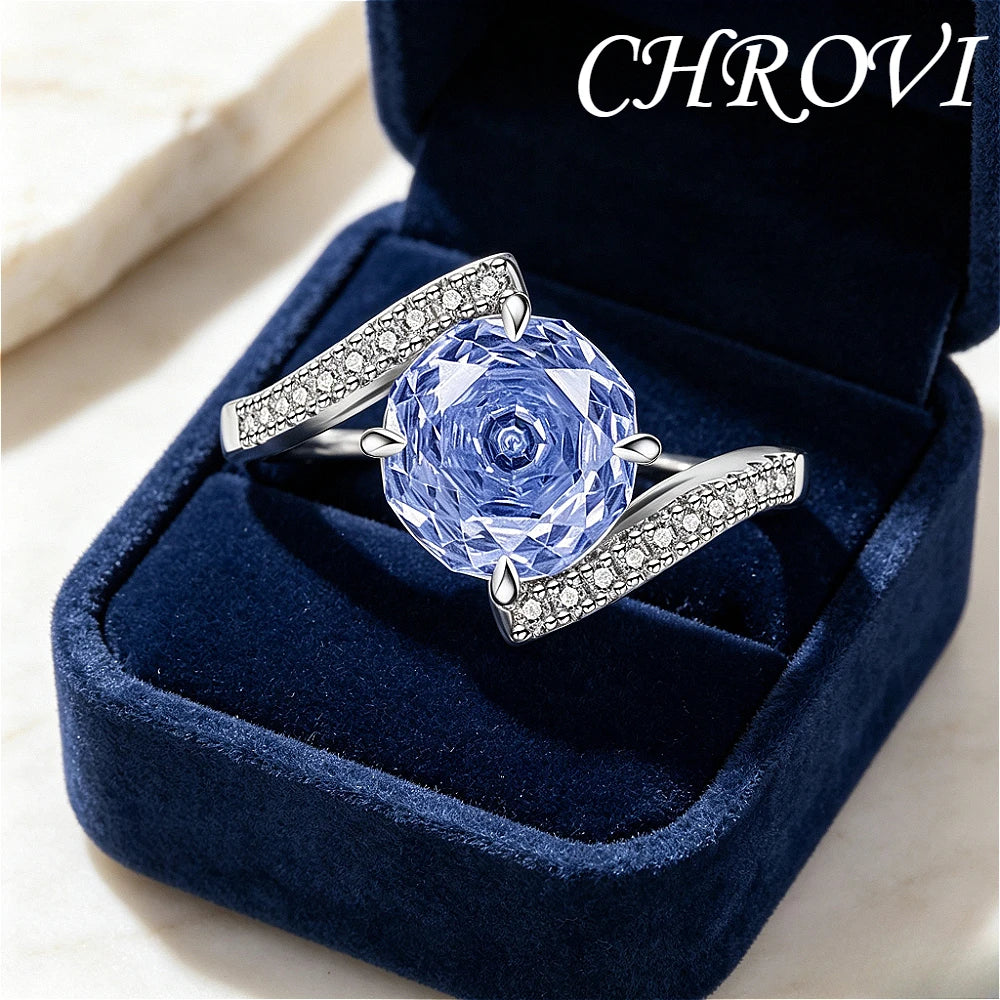 Luxury-Style 925 Sterling Silver Gemstone Rose Cut Ring for Women - Super Sparkling High-Carbon Diamond Finger Ring