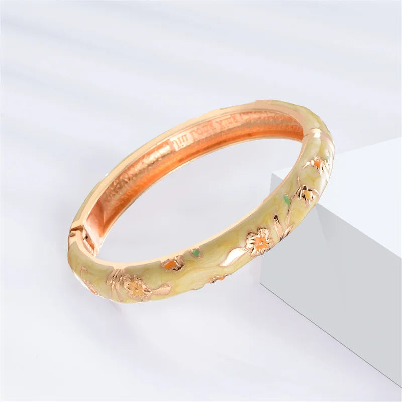 Enamel Bracelet For Women Cloisonne Bangles On Hand Floral Women's Hand Bracelets African Jewelry Dubai India Mother's Day Gifts