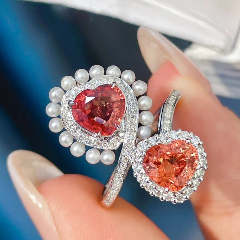 New Trendy Small Pearls Ring Many Pearls 925 Sterling Silver Ring With Heart Zircon Design Female Wedding Jewelry Gift