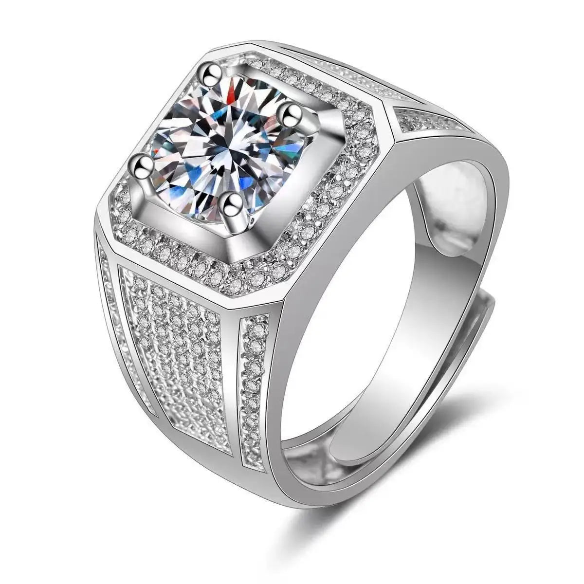 Original 2CT 925 Sterling Silver RingShining Adjustable Simplicity Fashion Exquisite For women Jewelry Wedding Plated 18K Gold