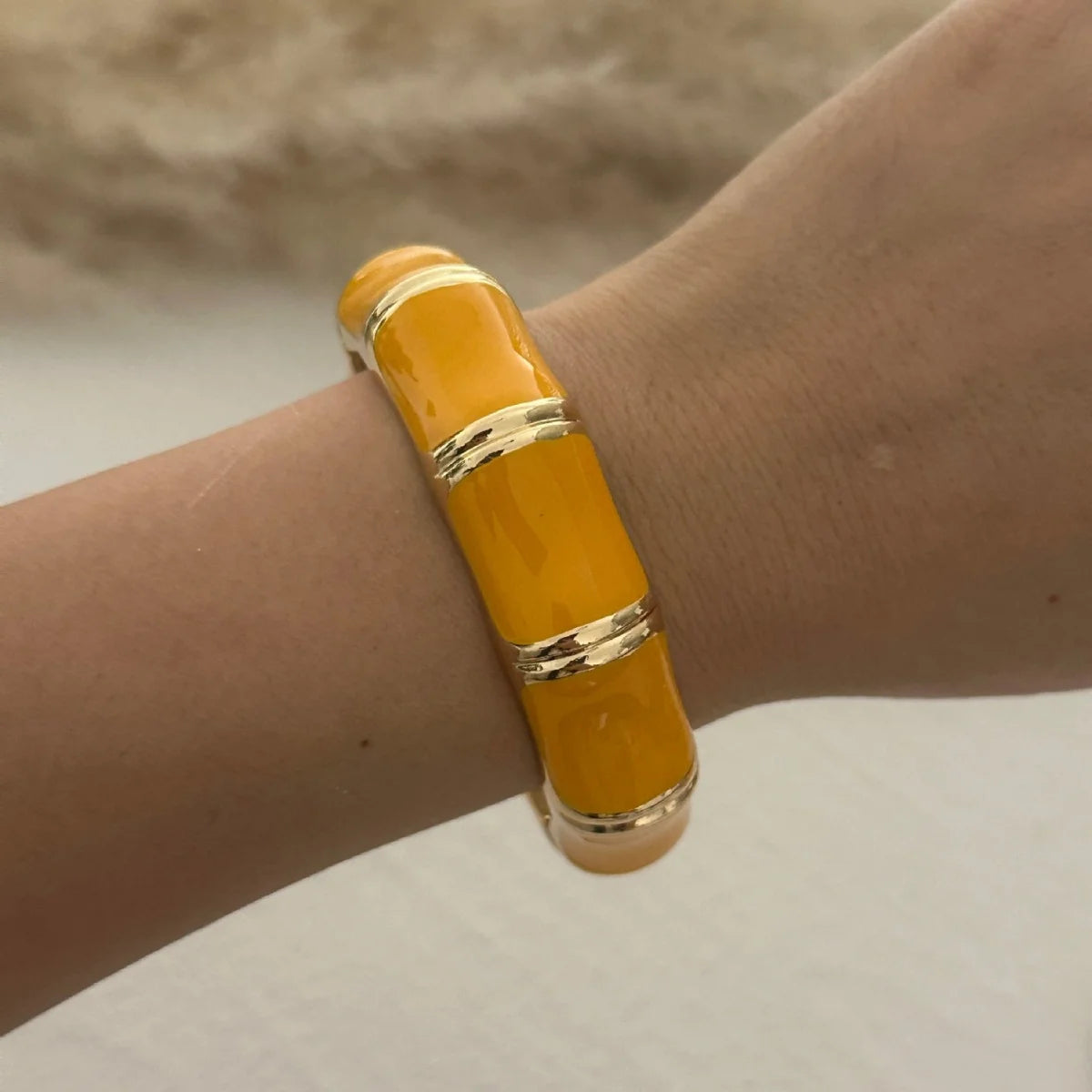 KMVEXO Yellow Dopamine Style Bangles Creative Design Fashionable Temperament Drip Oil Imitate Enamel Bracelet Women Jewelry