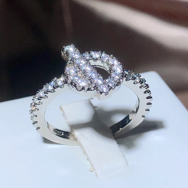 High Quality AAA Cubic Zirconia Rings Luxury Fashion Geometric Symbols Ring For Women Wedding Brand Jewelry Gifts