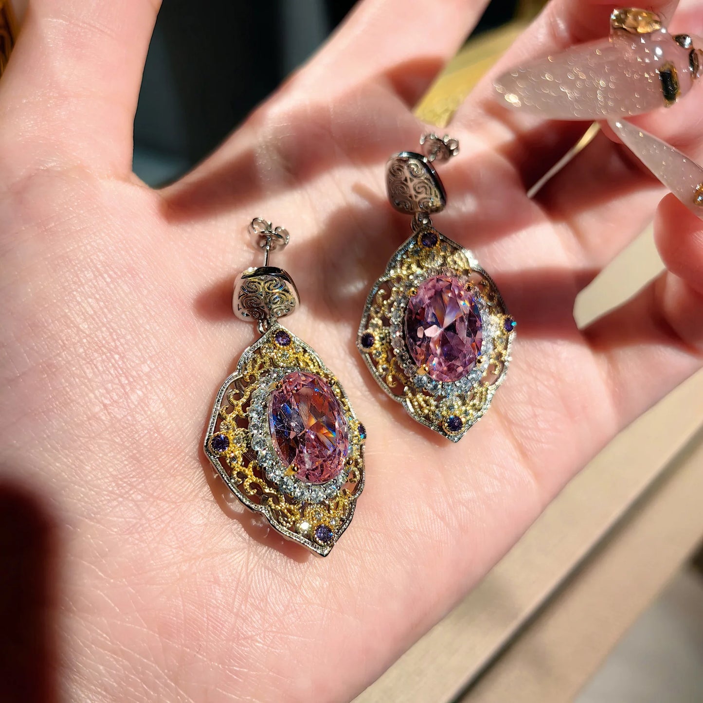 Delicate Vintage High Quality Oval Zirconia Jewelry Sets for Women Luxury Hollow Out Pendant Necklaces Rings Earrings Jewelry