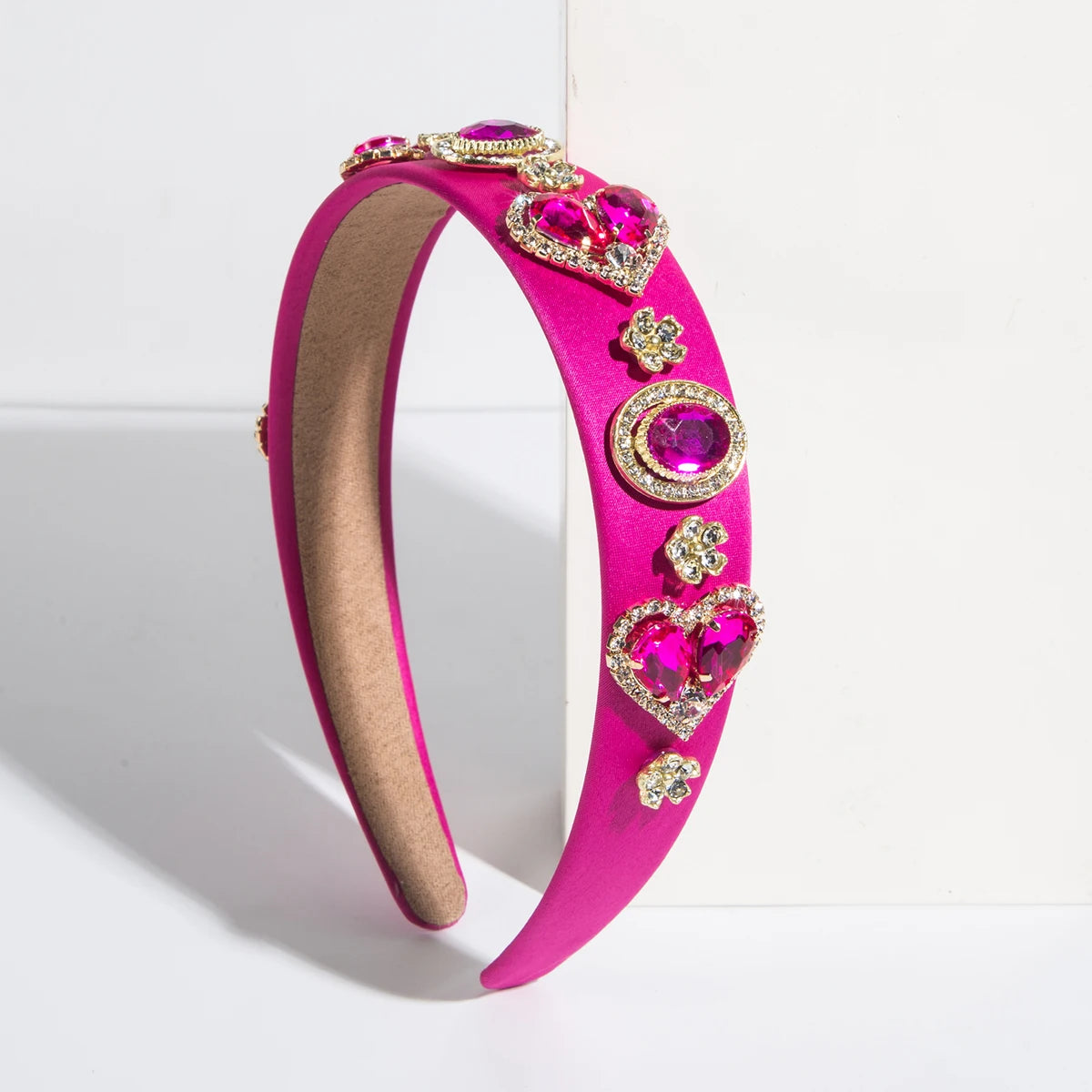 Light Luxury Baroque Rhinestone Heart Headband Personality Fashion High Quality Cloth Headband