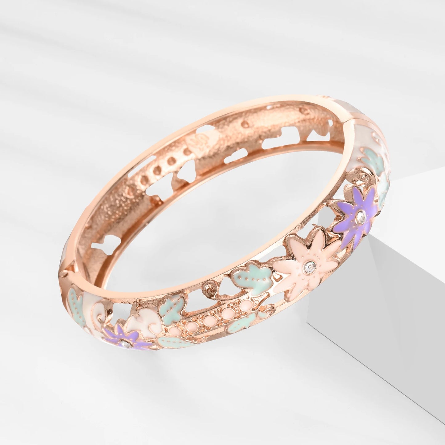1/6 PCS Purple Enamel Bangle On Hand Cloisonne Bracelet For Women India Women's Hand Bracelets African Jewelry Hawaiian Bohemian