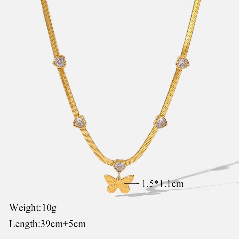 EILIECK 316L Stainless Steel Heart Chokers Necklace For Women New Fashion Collar Neck Chain Waterproof Gold Color Jewelry Gift