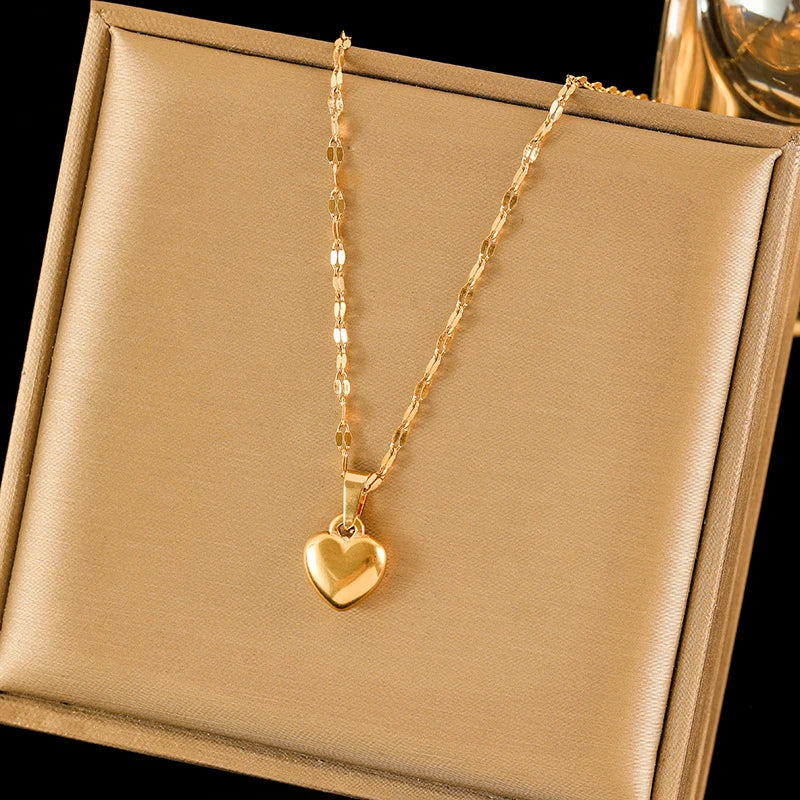EILIECK 316L Stainless Steel Heart Love Necklace Bracelets Earrings Set For Women New Trendy 18K Gold Plated Waterproof Jewelry