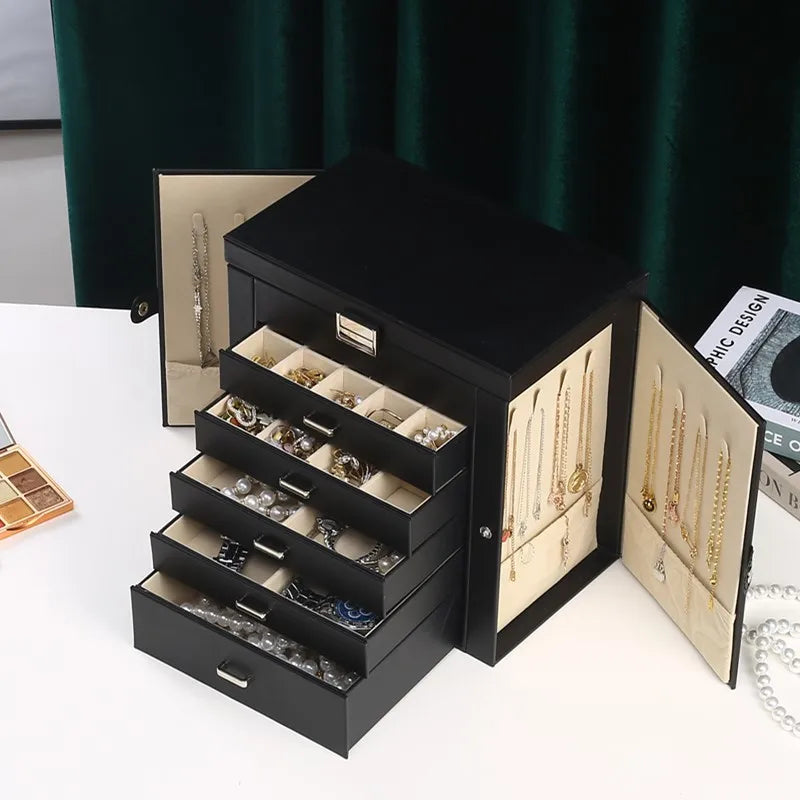DELESYS New Large-Capacity High-End 6 Layer Jewelry Box For Storing Necklaces Watches Accessories Multi-Functional Jewelry Box