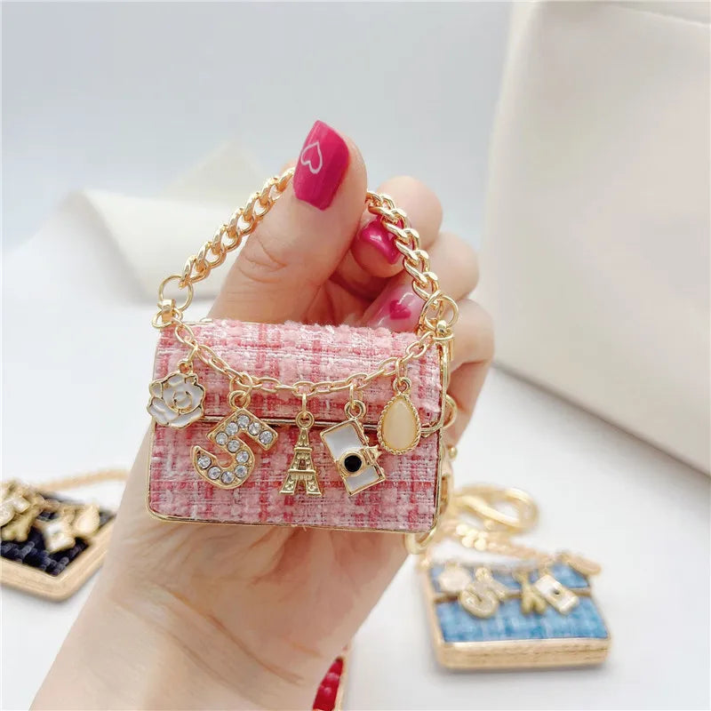 Lovely Cinderella Pumpkin Carriage Keychain Crystal Keyring Pendant Purse Bag Car Keychain
