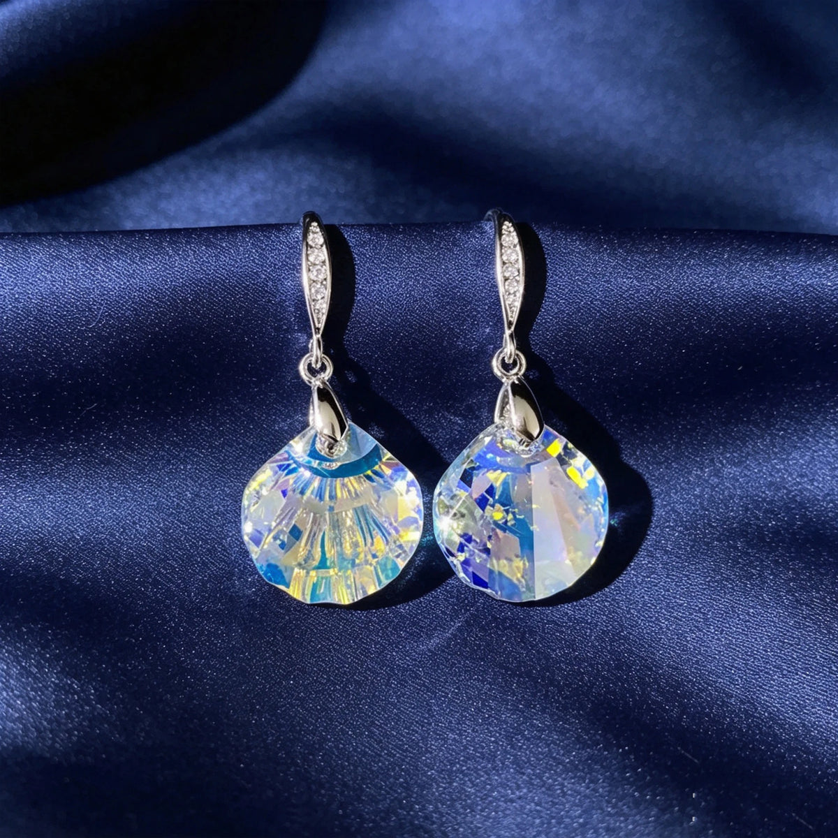 Small Shell Elegant Charm Female Rainbow Zircon Stone Silver Color Dangle Earrings 2026 Fashion Wedding Jewelry For Women