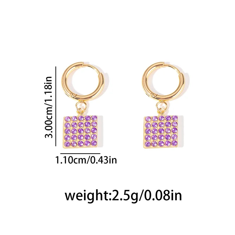 ANENJERY 316L Stainless Steel Heart Geometry Cross Star Circular Zircon Pendant Earrings For Women Fashion Simple Jewelry Gifts