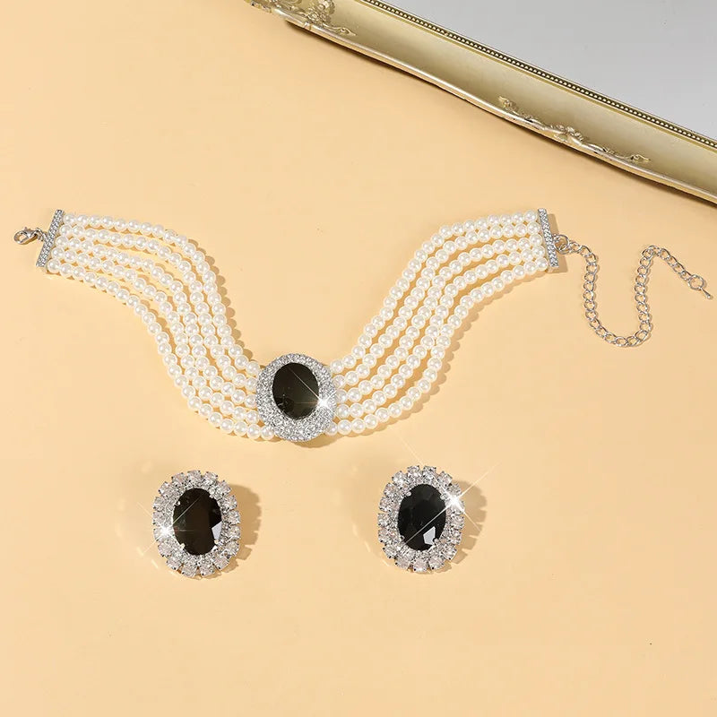 NISHIZAWA Hyperbole Rhinestones Pearls Earrings for Women Geometric Palace Style Wedding Jewelry Bridual Retro Aretes De Mujer
