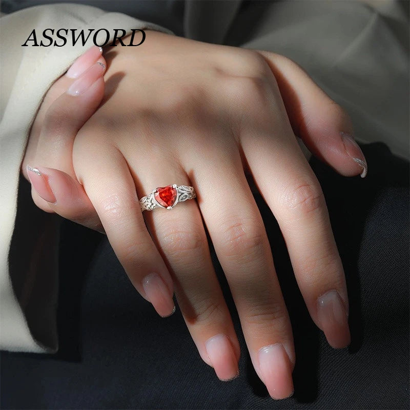925 Sterling Silver Heart Ice Flower Cut Solitaire Ring, Antique Floral Band with Marquise Side Zircon, Ladies Party Jewelry