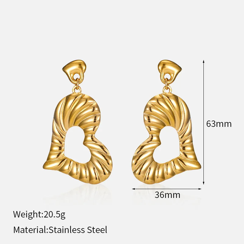 EILIECK 1pair New Stainless Steel Elegant Red Heart-Shaped Pendant Earrings For Women Fashion Ear Stud Waterproof Jewelry Gift