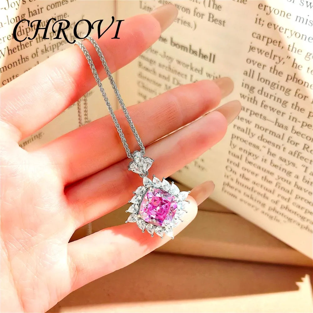 Light Luxury 925 Sterling Silver Set, Diamond Ring for Women, Elegant Pendant Necklace, Gemstone Stud Earrings